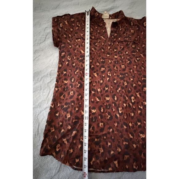Sezane Will Linen Mini Dress Brown Leopard Print Sz Fr 36 US 4 XS Small - Picture 8 of 8